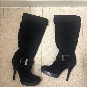 Guess Black Heeled Knee-High Boots